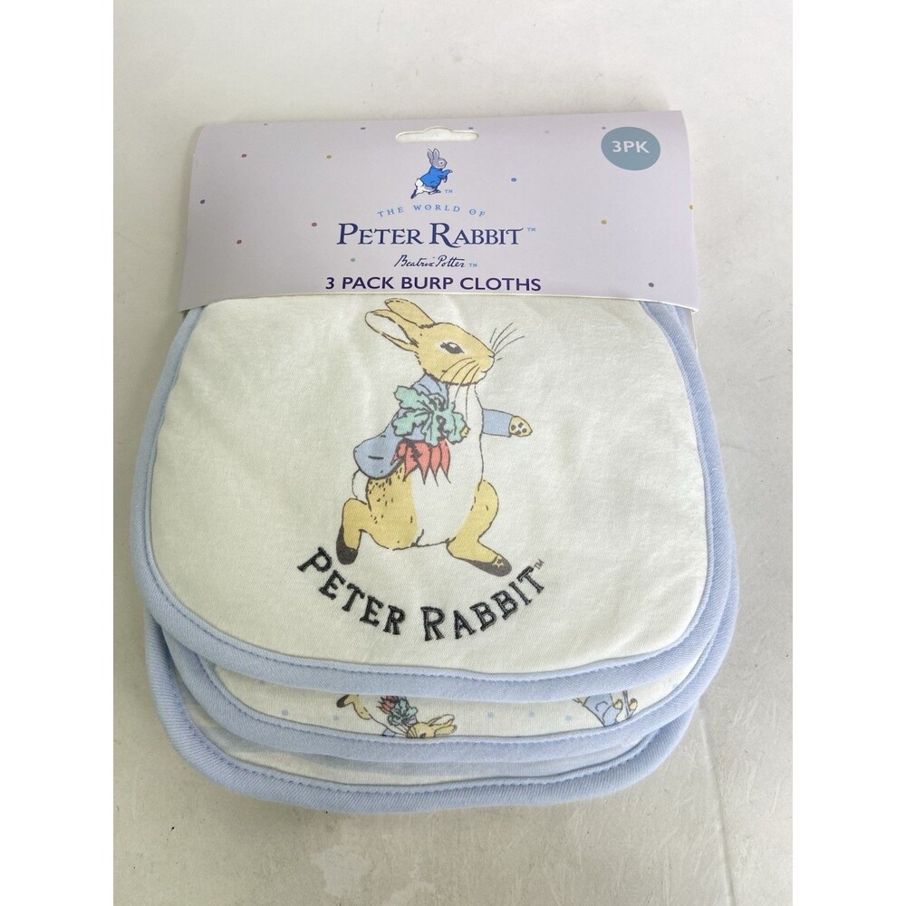 Peter Rabbit Bunny Burp Cloths Drool 3 Pack Infant Baby NEW